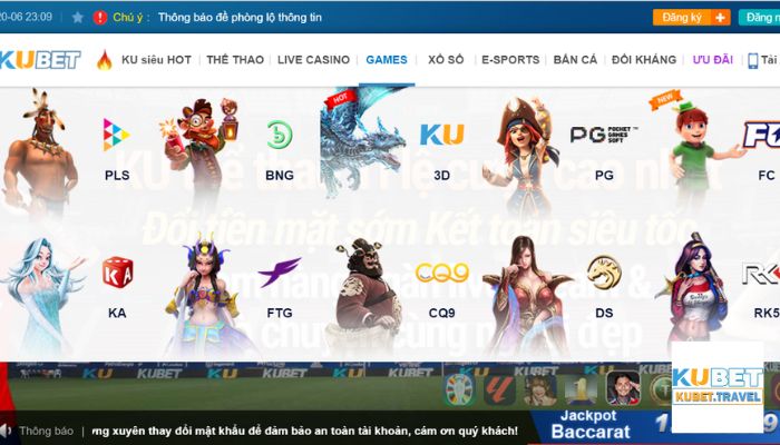 Sàn games Kubet đa dạng trò chơi